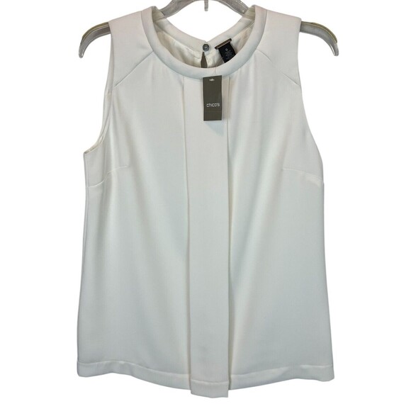 Chico's Black Label Simple Seamed Layer Tank  Size S  NWT  Ecru Shell  Office - Picture 1 of 11